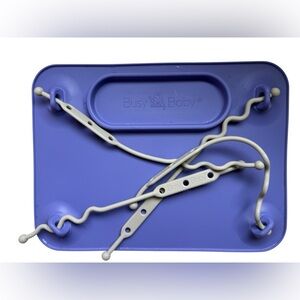 Busy baby silicone suction mat for eating with tethers for toys in purple
